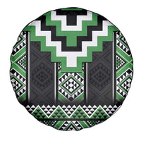 Green Taniko Pattern Aotearoa Spare Tire Cover Niho Taniwha Mix Poutama