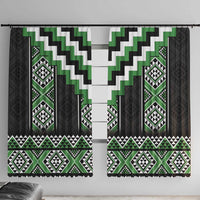 Green Taniko Pattern Aotearoa Window Curtain Niho Taniwha Mix Poutama