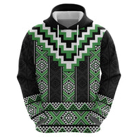 Green Taniko Pattern Aotearoa Zip Hoodie Niho Taniwha Mix Poutama LT14 - Polynesian Pride