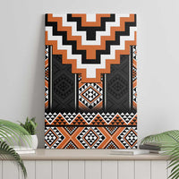 Orange Taniko Pattern Aotearoa Canvas Wall Art Niho Taniwha Mix Poutama