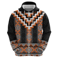 Orange Taniko Pattern Aotearoa Hoodie Niho Taniwha Mix Poutama LT14