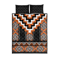 Orange Taniko Pattern Aotearoa Quilt Bed Set Niho Taniwha Mix Poutama