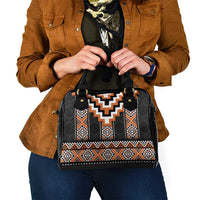 Orange Taniko Pattern Aotearoa Shoulder Handbag Niho Taniwha Mix Poutama