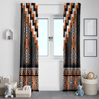 Orange Taniko Pattern Aotearoa Window Curtain Niho Taniwha Mix Poutama