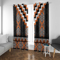 Orange Taniko Pattern Aotearoa Window Curtain Niho Taniwha Mix Poutama