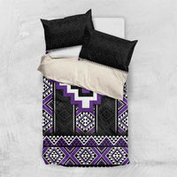 Purple Taniko Pattern Aotearoa Bedding Set Niho Taniwha Mix Poutama