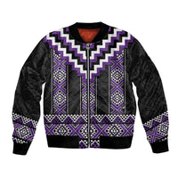 Purple Taniko Pattern Aotearoa Bomber Jacket Niho Taniwha Mix Poutama LT14