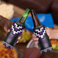 Purple Taniko Pattern Aotearoa 4 in 1 Can Cooler Tumbler Niho Taniwha Mix Poutama LT14