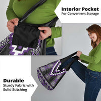 Purple Taniko Pattern Aotearoa Grocery Bag Niho Taniwha Mix Poutama