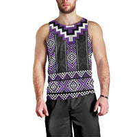 Purple Taniko Pattern Aotearoa Men Tank Top Niho Taniwha Mix Poutama LT14