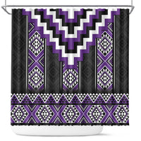 Purple Taniko Pattern Aotearoa Shower Curtain Niho Taniwha Mix Poutama