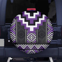 Purple Taniko Pattern Aotearoa Spare Tire Cover Niho Taniwha Mix Poutama