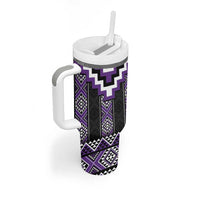 Purple Taniko Pattern Aotearoa Tumbler With Handle Niho Taniwha Mix Poutama LT14
