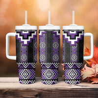 Purple Taniko Pattern Aotearoa Tumbler With Handle Niho Taniwha Mix Poutama LT14