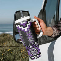 Purple Taniko Pattern Aotearoa Tumbler With Handle Niho Taniwha Mix Poutama LT14