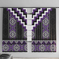 Purple Taniko Pattern Aotearoa Window Curtain Niho Taniwha Mix Poutama