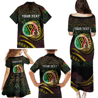Personalised Vanuatu Family Matching Puletasi and Hawaiian Shirt Yumi 46th Hapi Independens Dei - Black Version LT14 - Polynesian Pride
