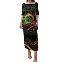 Personalised Vanuatu Family Matching Puletasi and Hawaiian Shirt Yumi 46th Hapi Independens Dei - Black Version LT14 Mom's Dress Black - Polynesian Pride