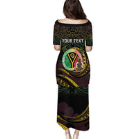 Personalised Vanuatu Family Matching Puletasi and Hawaiian Shirt Yumi 46th Hapi Independens Dei - Black Version LT14 - Polynesian Pride