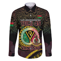 Personalised Vanuatu Family Matching Short Sleeve Bodycon Dress and Hawaiian Shirt Yumi 45th Hapi Independens Dei - Black Version LT14