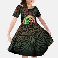 Personalised Vanuatu Family Matching Summer Maxi Dress and Hawaiian Shirt Yumi 46th Hapi Independens Dei - Black Version LT14 Daughter's Dress Black - Polynesian Pride