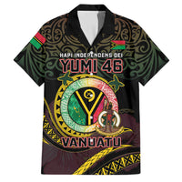 Personalised Vanuatu Family Matching Summer Maxi Dress and Hawaiian Shirt Yumi 46th Hapi Independens Dei - Black Version LT14 Dad's Shirt - Short Sleeve Black - Polynesian Pride