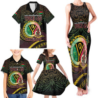 Personalised Vanuatu Family Matching Tank Maxi Dress and Hawaiian Shirt Yumi 45th Hapi Independens Dei - Black Version LT14