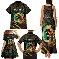 Personalised Vanuatu Family Matching Tank Maxi Dress and Hawaiian Shirt Yumi 46th Hapi Independens Dei - Black Version LT14 - Polynesian Pride