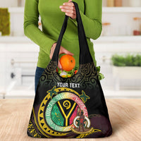 Personalised Vanuatu Grocery Bag Yumi 46th Hapi Independens Dei - Black Version LT14 - Polynesian Pride