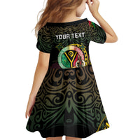 Personalised Vanuatu Kid Short Sleeve Dress Yumi 46th Hapi Independens Dei - Black Version LT14 - Polynesian Pride