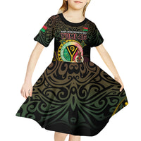 Personalised Vanuatu Kid Short Sleeve Dress Yumi 46th Hapi Independens Dei - Black Version LT14 - Polynesian Pride