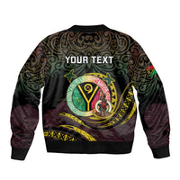 Personalised Vanuatu Sleeve Zip Bomber Jacket Yumi 46th Hapi Independens Dei - Black Version LT14 - Polynesian Pride