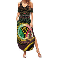 Personalised Vanuatu Summer Maxi Dress Yumi 45th Hapi Independens Dei - Black Version LT14