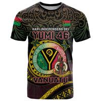 Personalised Vanuatu T Shirt Yumi 46th Hapi Independens Dei - Black Version LT14 Black - Polynesian Pride
