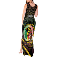 Personalised Vanuatu Tank Maxi Dress Yumi 46th Hapi Independens Dei - Black Version LT14 - Polynesian Pride