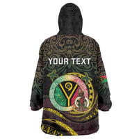 Personalised Vanuatu Wearable Blanket Hoodie Yumi 45th Hapi Independens Dei - Black Version LT14