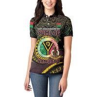 Personalised Vanuatu Women Polo Shirt Yumi 46th Hapi Independens Dei - Black Version LT14 - Polynesian Pride