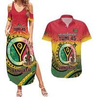 Personalised Vanuatu Couples Matching Summer Maxi Dress and Hawaiian Shirt Yumi 45th Hapi Independens Dei - Reggae Version LT14