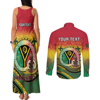 Personalised Vanuatu Couples Matching Tank Maxi Dress and Long Sleeve Button Shirt Yumi 45th Hapi Independens Dei - Reggae Version LT14