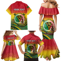 Personalised Vanuatu Family Matching Mermaid Dress and Hawaiian Shirt Yumi 46th Hapi Independens Dei - Reggae Version LT14 - Polynesian Pride
