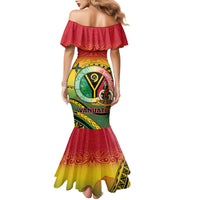 Personalised Vanuatu Family Matching Mermaid Dress and Hawaiian Shirt Yumi 46th Hapi Independens Dei - Reggae Version LT14 - Polynesian Pride