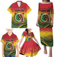 Personalised Vanuatu Family Matching Puletasi and Hawaiian Shirt Yumi 46th Hapi Independens Dei - Reggae Version LT14 - Polynesian Pride