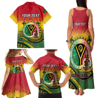 Personalised Vanuatu Family Matching Tank Maxi Dress and Hawaiian Shirt Yumi 46th Hapi Independens Dei - Reggae Version LT14 - Polynesian Pride