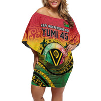 Personalised Vanuatu Off Shoulder Short Dress Yumi 45th Hapi Independens Dei - Reggae Version LT14