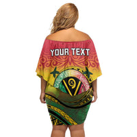Personalised Vanuatu Off Shoulder Short Dress Yumi 46th Hapi Independens Dei - Reggae Version LT14 - Polynesian Pride