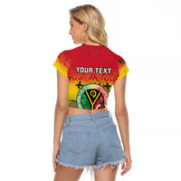 Personalised Vanuatu Raglan Cropped T Shirt Yumi 45th Hapi Independens Dei - Reggae Version LT14
