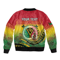 Personalised Vanuatu Sleeve Zip Bomber Jacket Yumi 45th Hapi Independens Dei - Reggae Version LT14