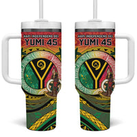 Vanuatu Tumbler With Handle Yumi 46th Hapi Independens Dei - Reggae Version LT14 One Size: 40 oz Reggae - Polynesian Pride