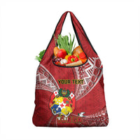 Personalised Tonga Independence Day Grocery Bag Happy 54th Independence Anniversary Ngatu Pattern