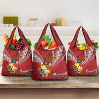 Personalised Tonga Independence Day Grocery Bag Happy 54th Independence Anniversary Ngatu Pattern